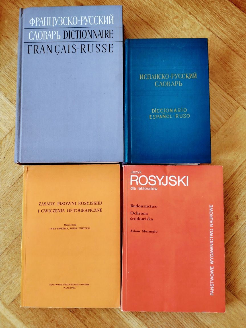 Zestaw książek do rosyjskiego słowniki francusko rosyjski hiszpański