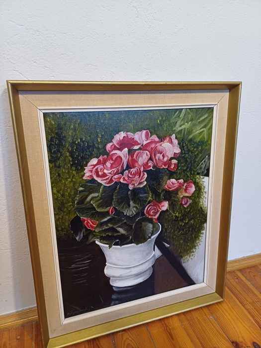 Obraz na płótnie sygnowany kwiaty