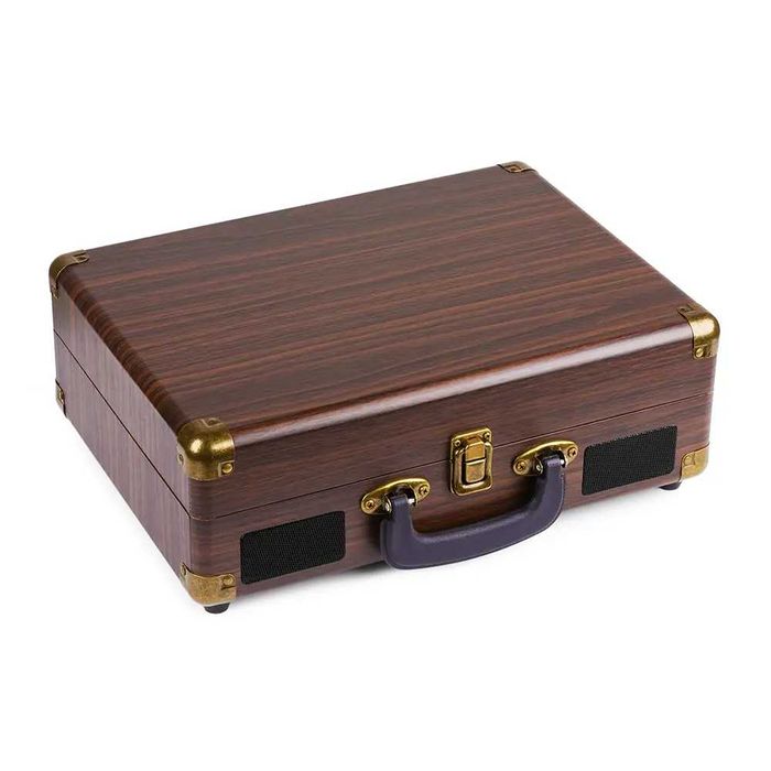 Проигрыватель пластинок в портфеле из темного дерева Fenton RP115B