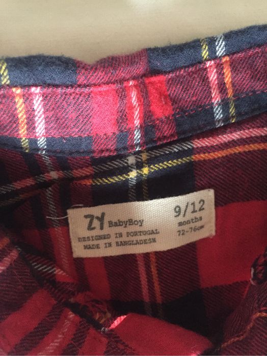 Camisa de flanela tons vermelhos 9 - 12 meses