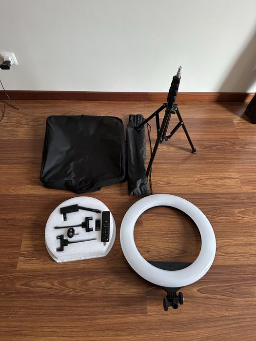 Ring Light com tripé e acessórios