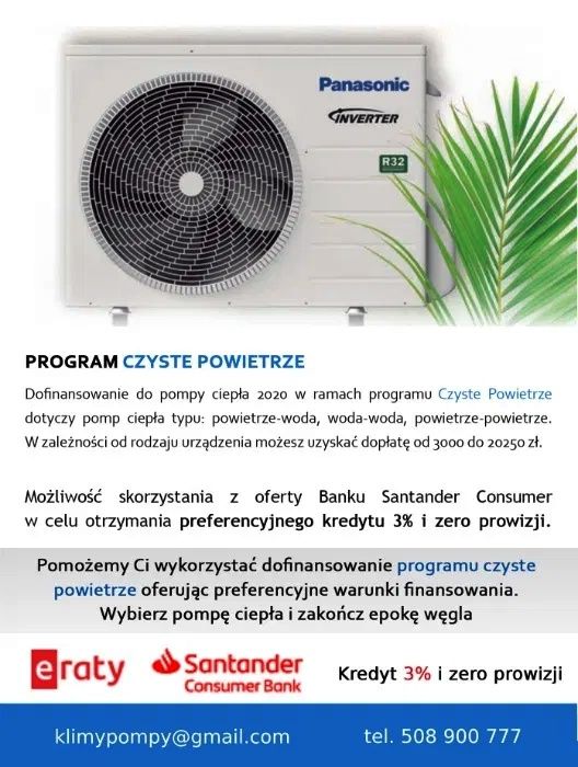 Pompa ciepła Panasonic HP 9kW z montażem A+++ WC09J3E5 Gwarancja 7 lat