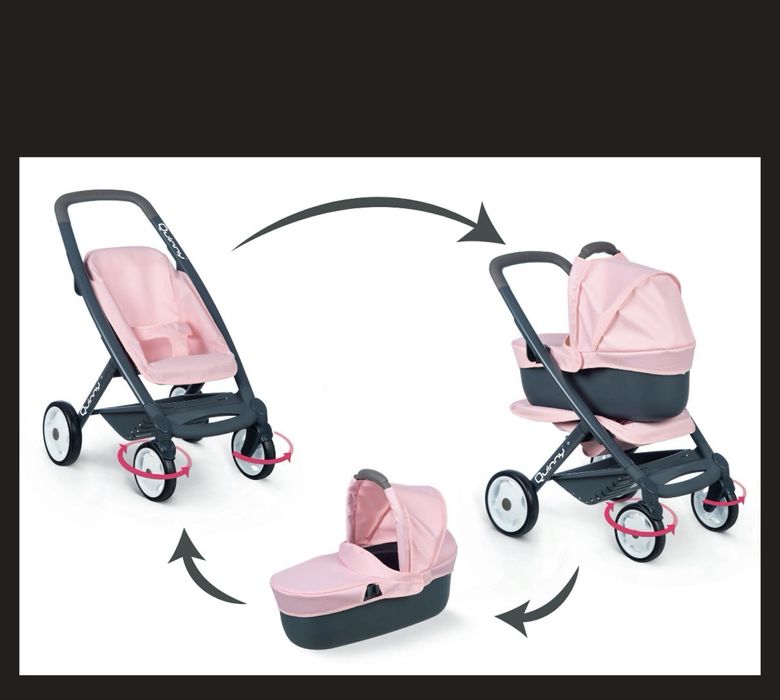 Коляска для ляльки - Smoby Quinny 3 в 1. Візок, колиска, прогулянка