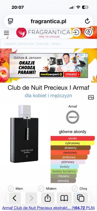 Armaf Club De Nuit Precieux ekstrakt perfum 55 ml Creed Absolu
