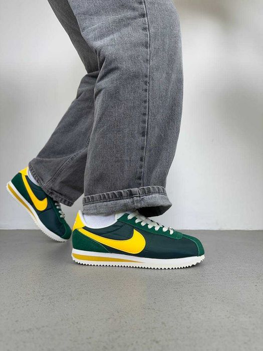 Чоловічі кросівки Nike Cortez зелений з жовтим ТОП НОВИЗНА