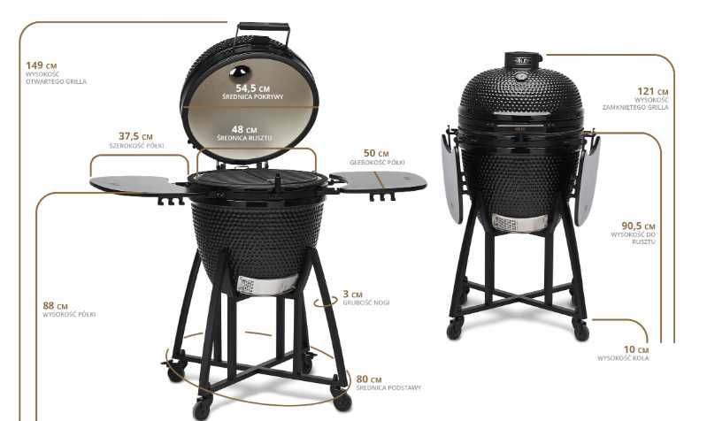 KOLER Grill Ceramiczny Węglowy Kamado EG21 ogrodowy z wózkiem