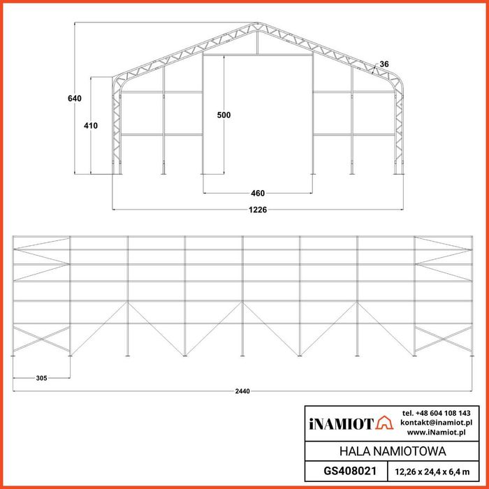Magazyn 12x24x6x3m NOWA HALA NAMIOTOWA plandeka PVC 900g stal OCYNK