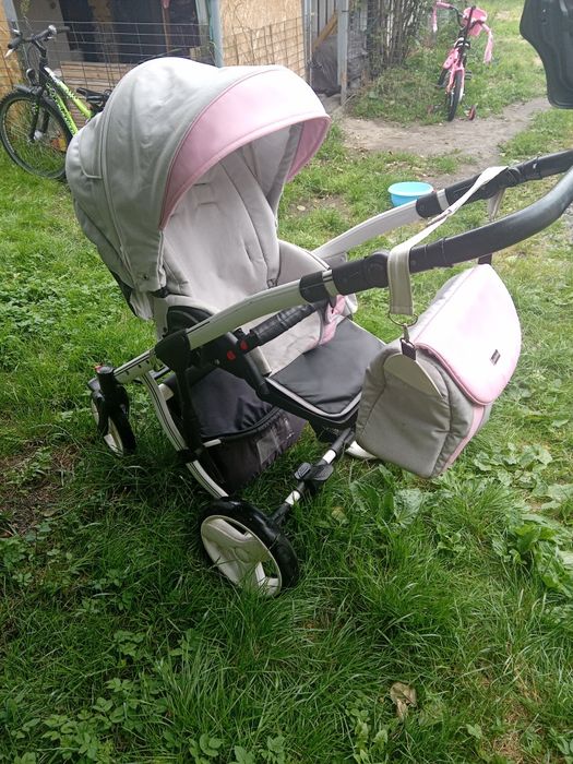 Wózek  szaro - różowy 3w1 Milu kids Starlet . Dla dziewczynki