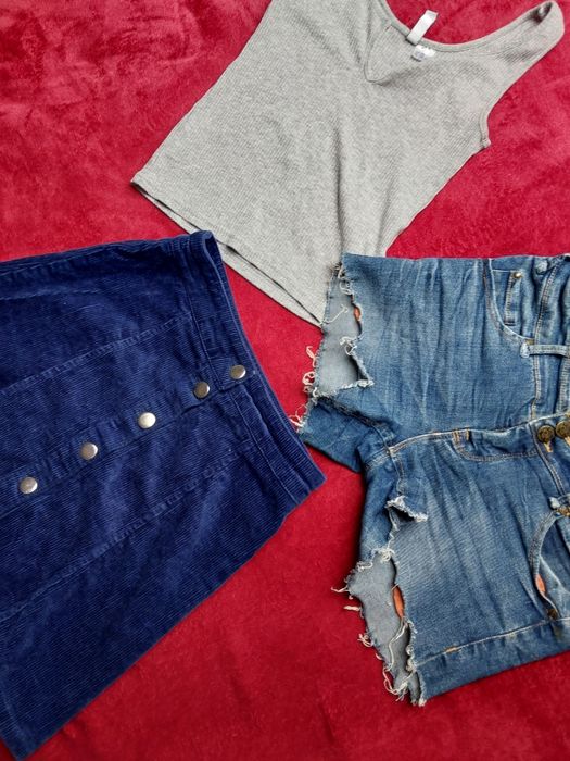 Letni zestaw spodenki+spódniczka+crop top