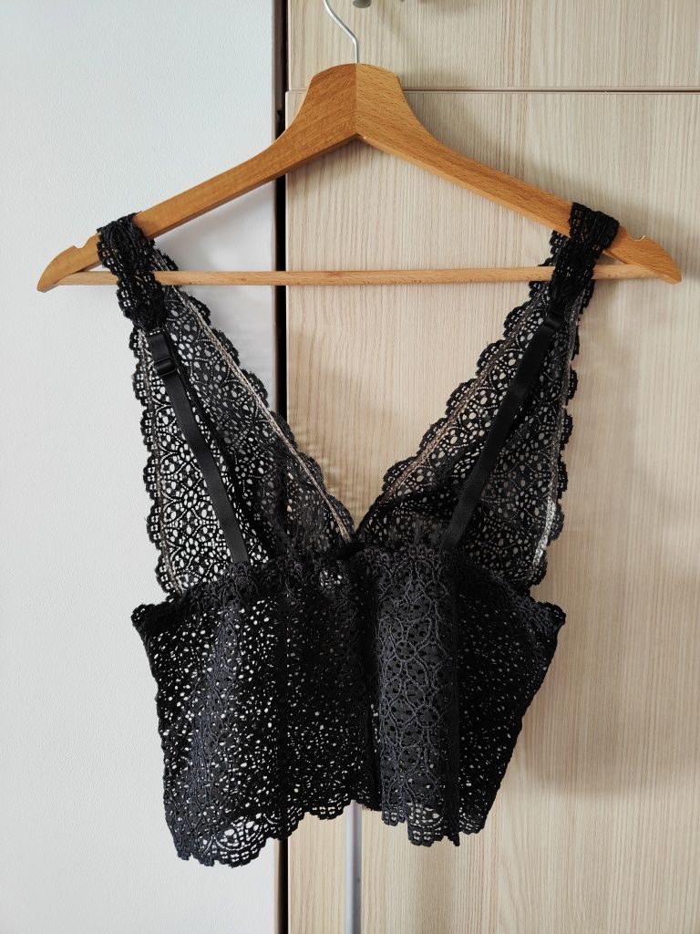 Czarny Koronkowy top, Loreen, Laurella M 38 braletka biustonosz czarny