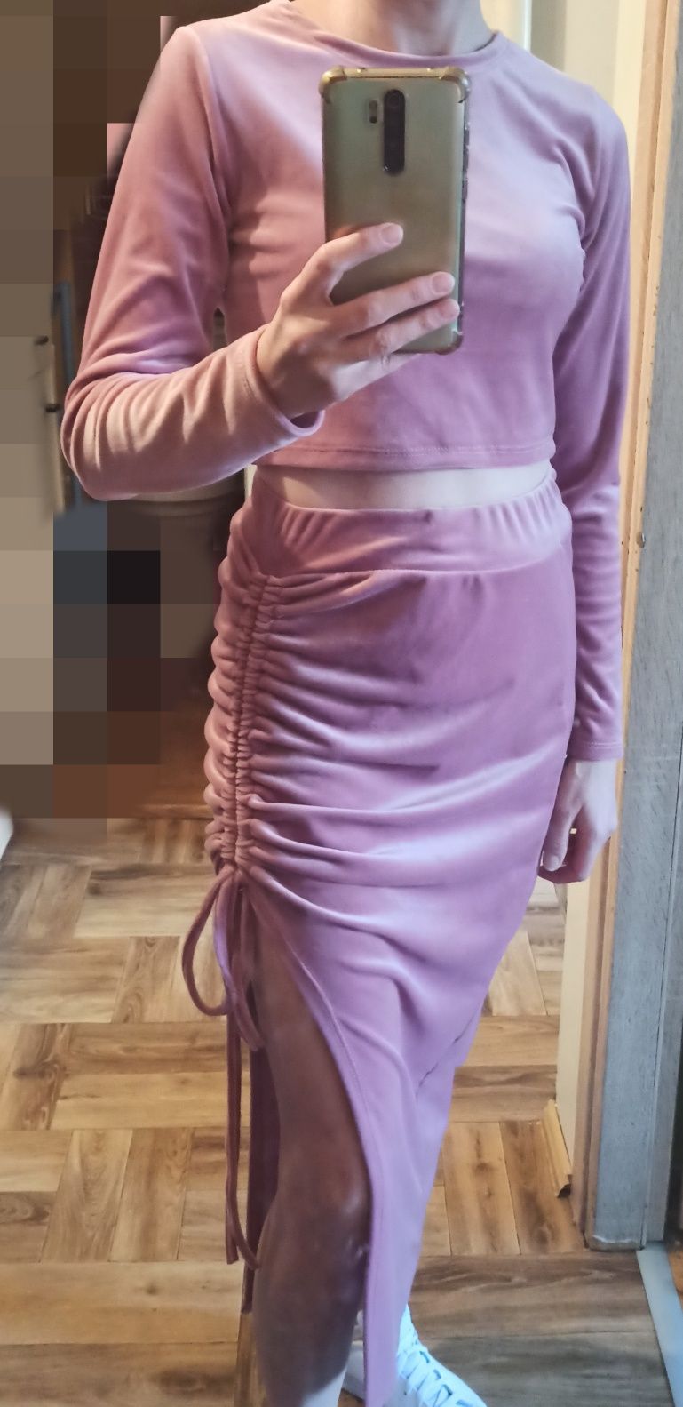 Komplet spódnica i top welur rozmiar S