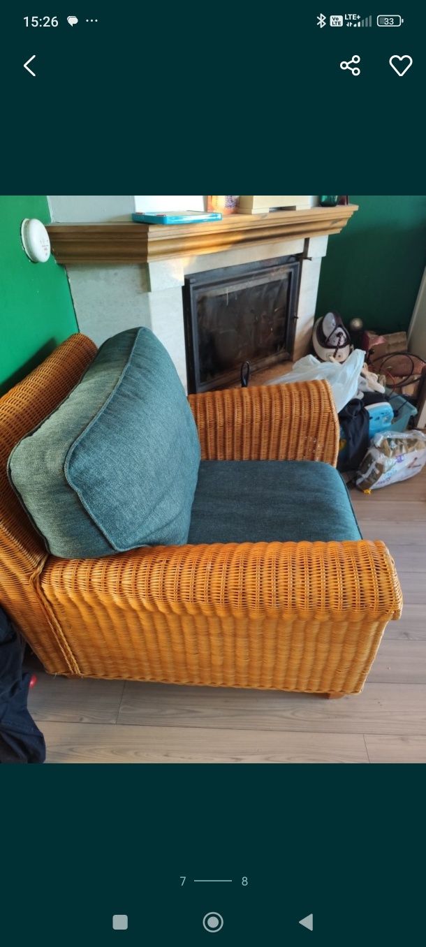 Piękny fotel wiklinowy Boho ikea rattan