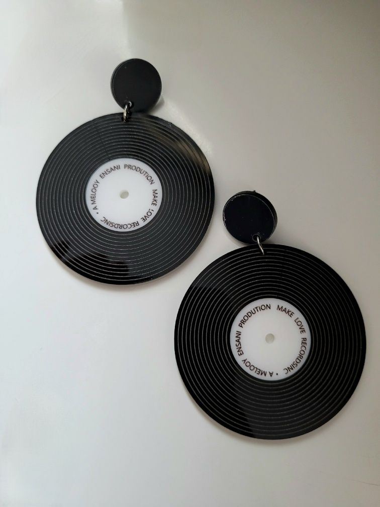 Kolczyki tematyczne płyta winylowa vinyl wax muzyka music radio piosen