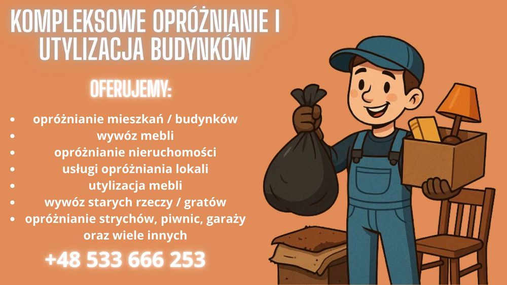 Wywóz mebli opróżnianie mieszkań sprzątanie piwnic garaży posesji