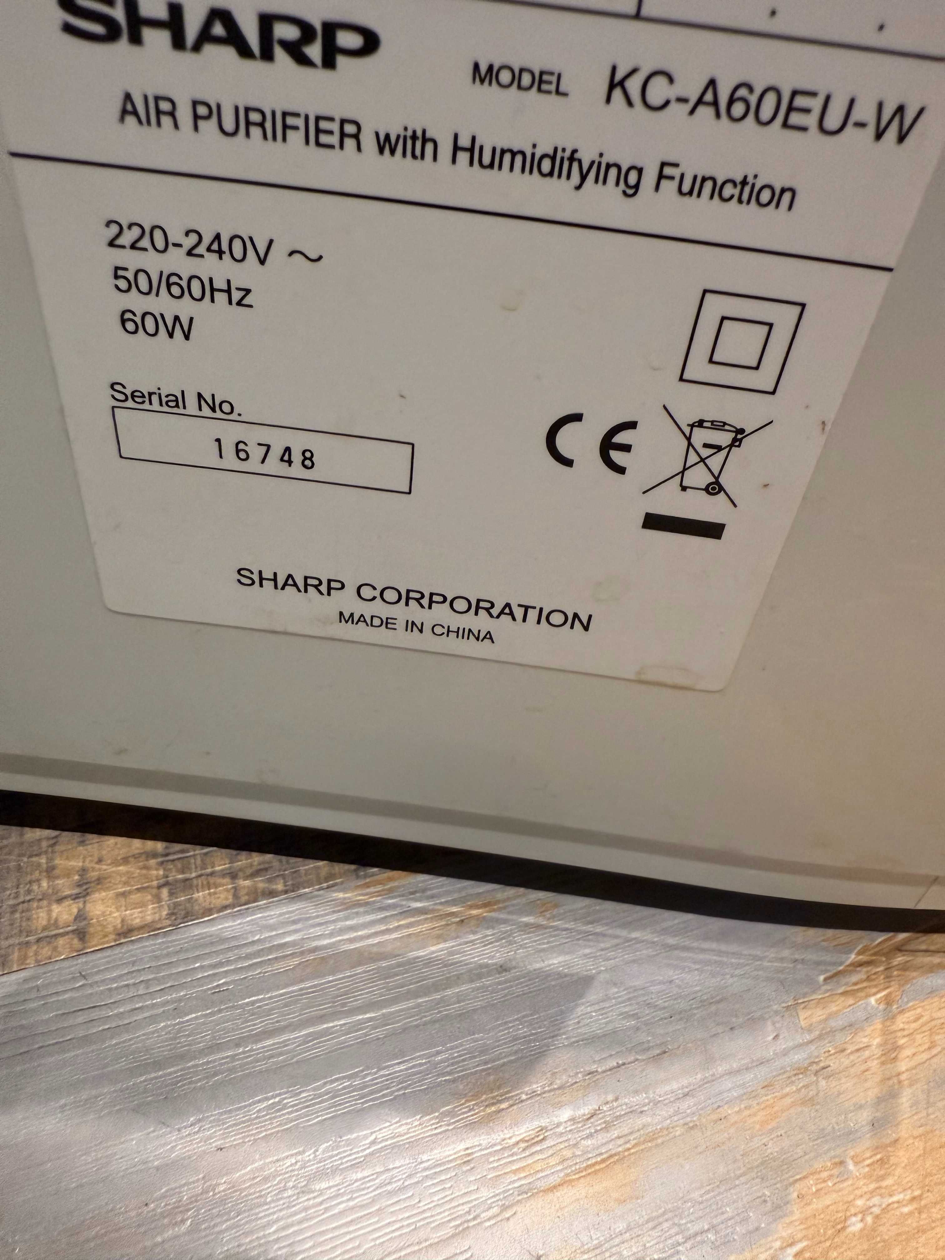 oczyszczacz powietrza jonizator nawilżacz sharp kc-a60euw