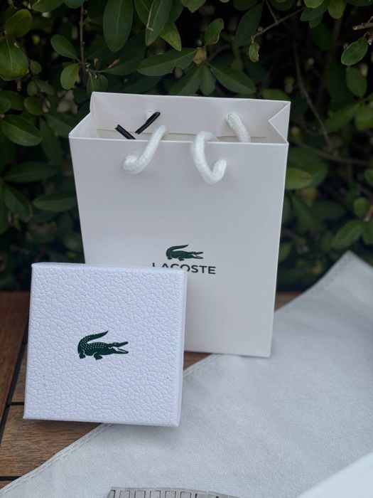Браслет Lacoste чорний та срібний