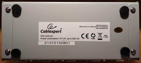 Cablexpert Video Splitter VGA Na 8 Monitorów Rozdzielacz Sygnału D-SUB