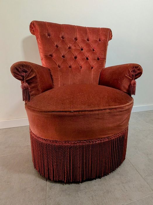 Poltrona vintage em veludo (rosa velho)