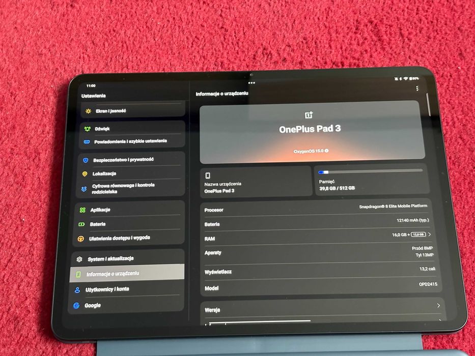 OnePlus Pad 3 16/512 + klawiatura