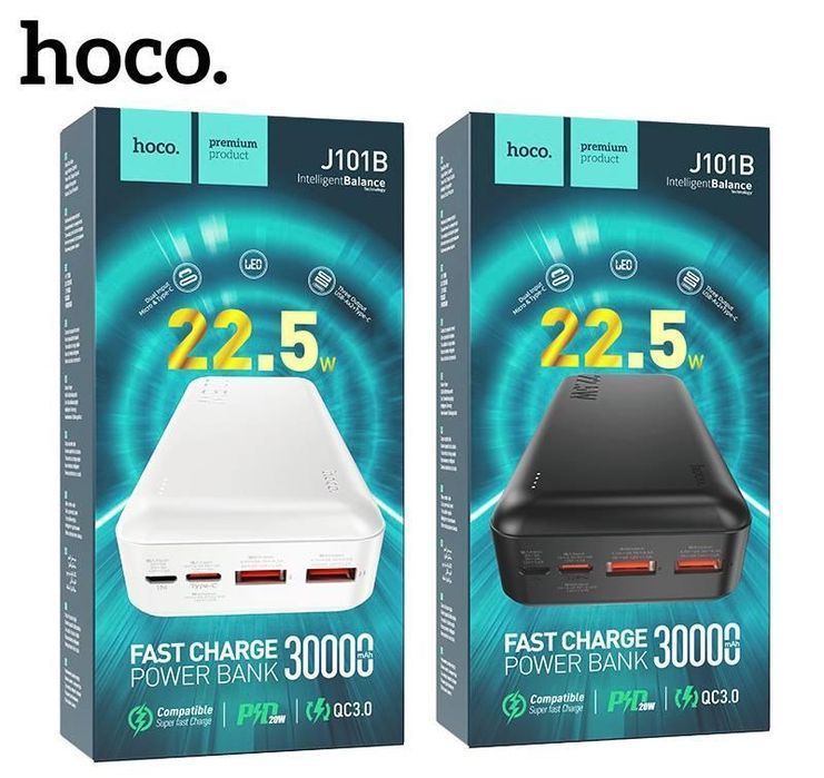 Повербанк 30000 Hoco J101B 22.5w 5А power bank зарядка смартфон роутер