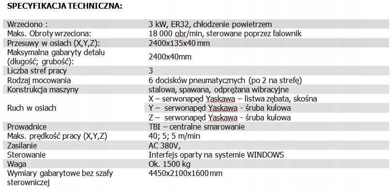 wiertarka cnc sterowana komputerem z funkcją frezowania