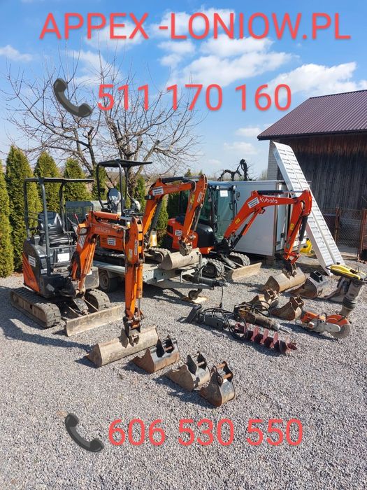 Wynajem minikoparki 2 tony młot wiertnica