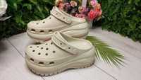 Женские кроксы Crocs Mega Crush Clog Bone жіночі Крокси Краш Платформа