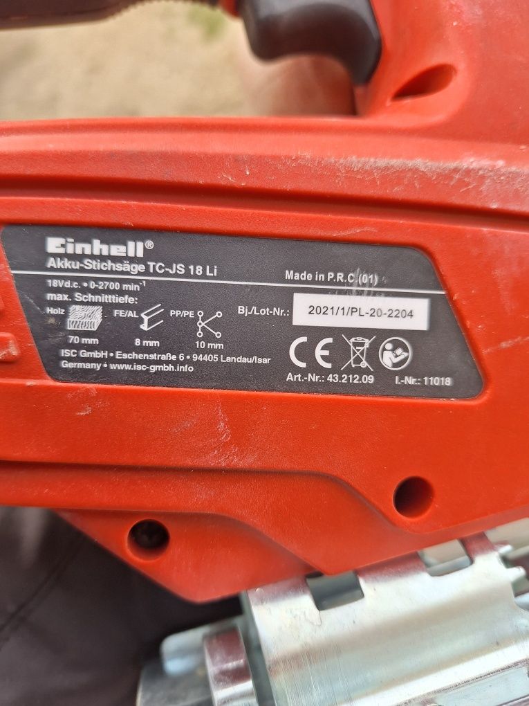 Sprzedam Wyrzynarkę na Akumulator Einhell TC-JS 18Li