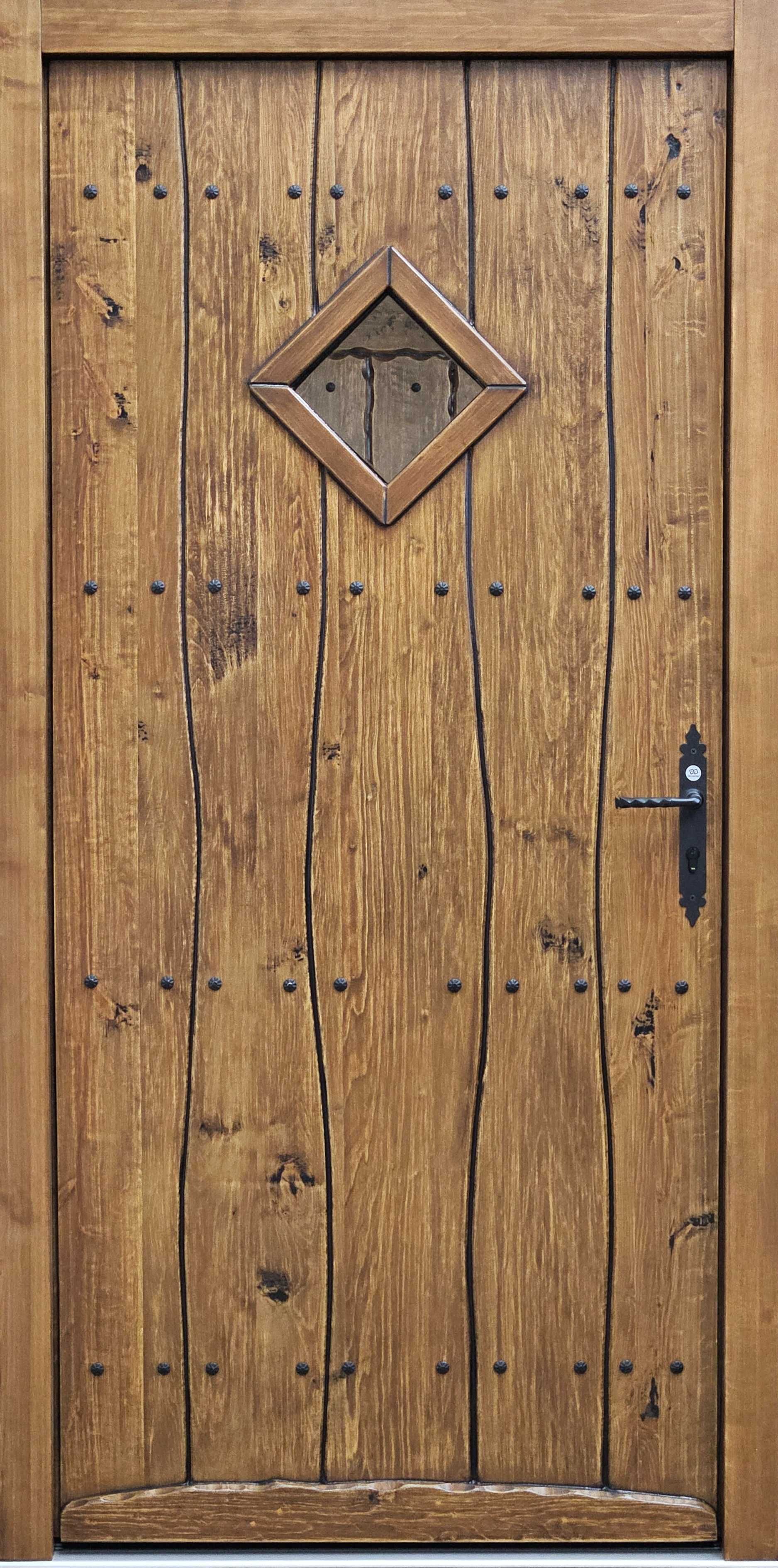 Drzwi zewnętrzne wejściowe retro drewniane czyste powietrze GOTOWE