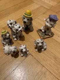 Pieski figurki, figurki kolekcja psów - 7 sztuk, dalmatyńczyki