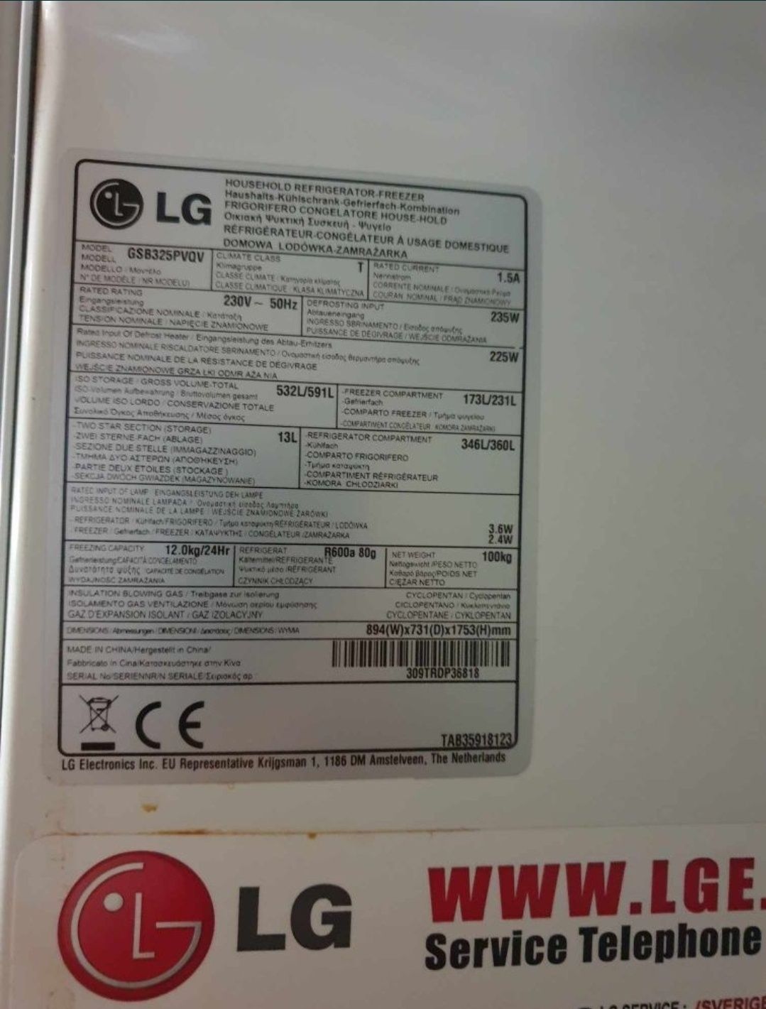 Lodówka GSB325PVQV