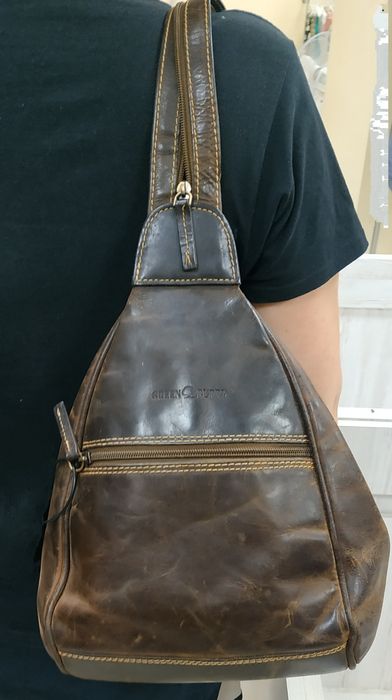 Сумка-рюкзак из натуральной кожи Green burry vintage