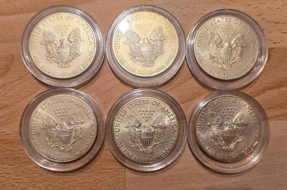 6 Moedas Silver Eagle Americana Prata 99% 1oz