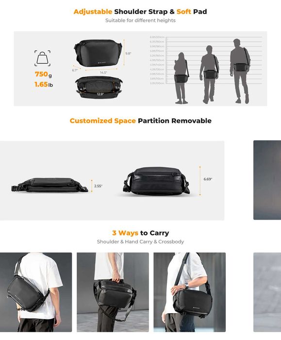 Сумка для камери K&F Concept Alpha Sling Bag 12L водонепроникна