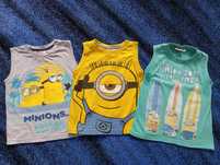 3x Bluzka bez rękawów Minionki chłopięca rozmiar 104