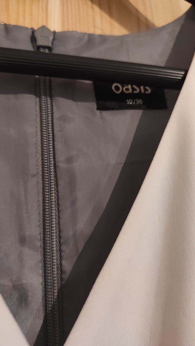 Szara sukienka ołówkowa z białą kopertowa góra, oasis rozmiar s