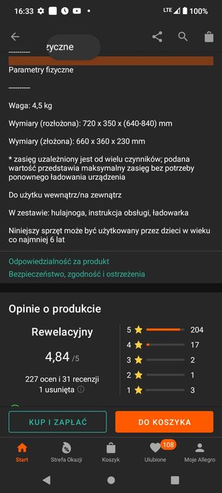 Hulajnoga elektryczna dla dzieci