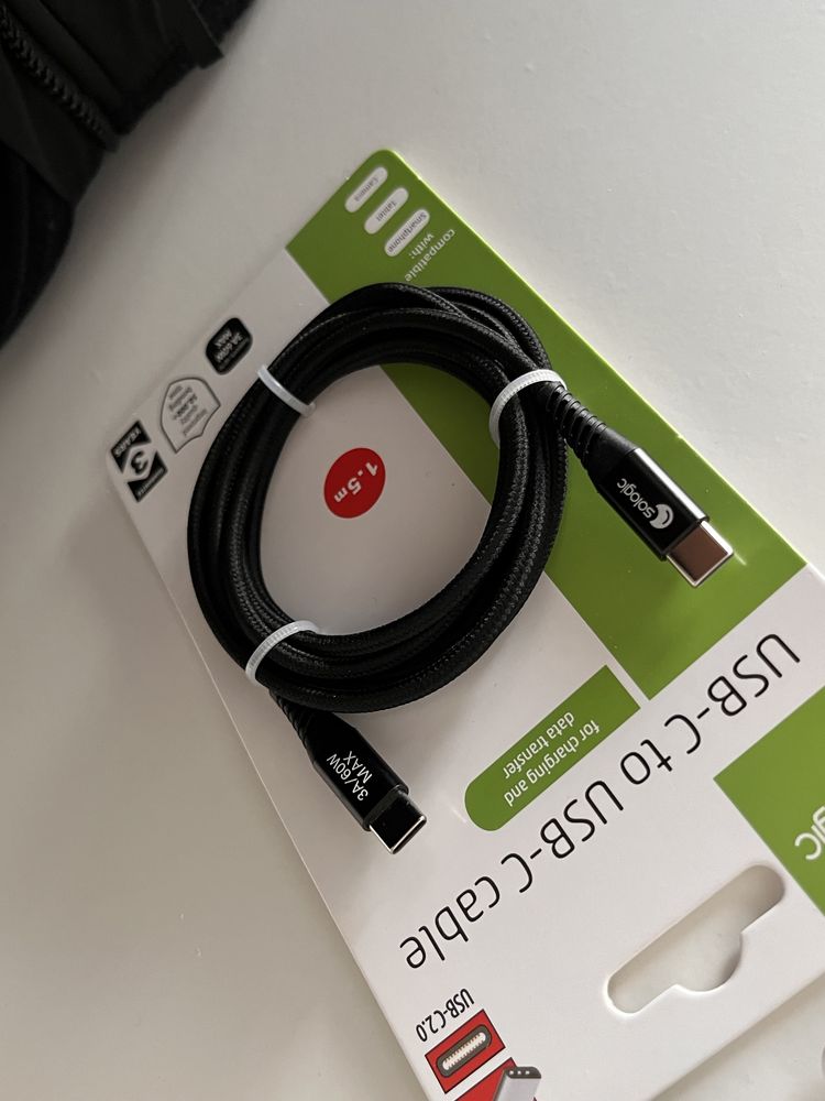 Kabel usb typ c - usb typ c ładowanie/ tran. danych sologic 1,5m Nowy
