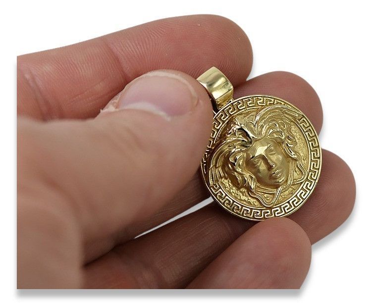 Złota zawieszka 14k 585 Meduza grecka droga cpn049y żółte złoto 20mm K