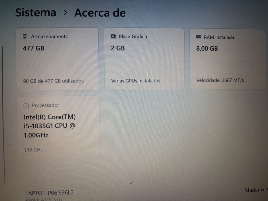 Portátil Acer Aspire 3 A315 57GB