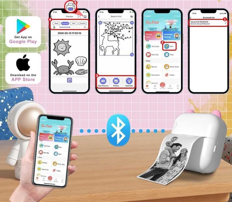 Przenośna Termiczna Drukarka Fotograficzna Aparat Zdjęć Natychmiastowy