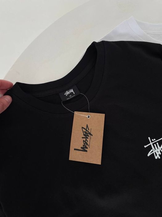 Футболка Stussy Big Logo/ футболка стуссі з великим лого чорна/ біла
