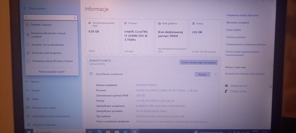 Laptop Dell E6430s, I5-3340M 2,7GHz, Ram 8GB, SSD 240GB, 14", WIN 10
