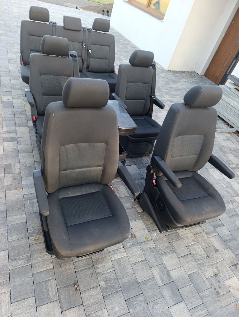 Komplet foteli multivan obrotowe VW T5 T6 fotele przód 2 rząd kanapa