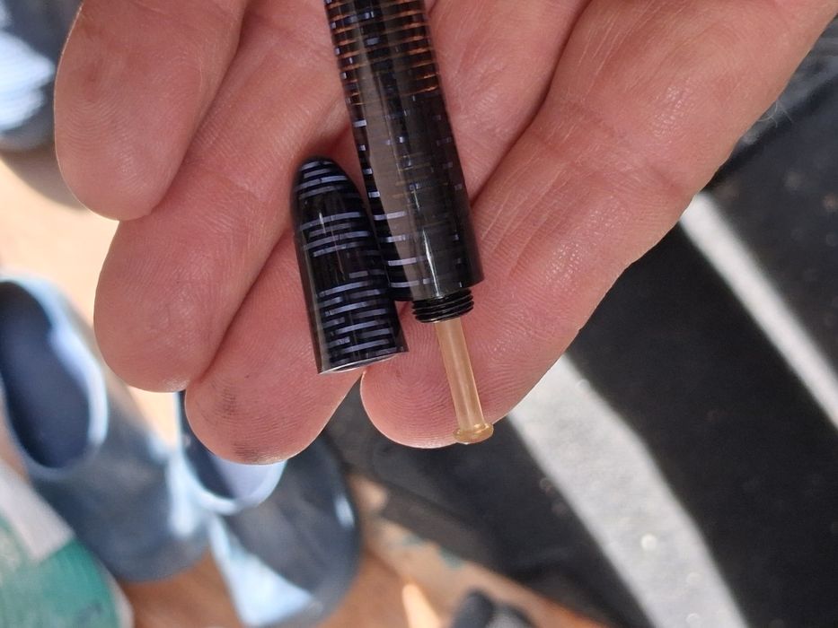 Caneta tinteiro Parker Vacumatic azul e outo
