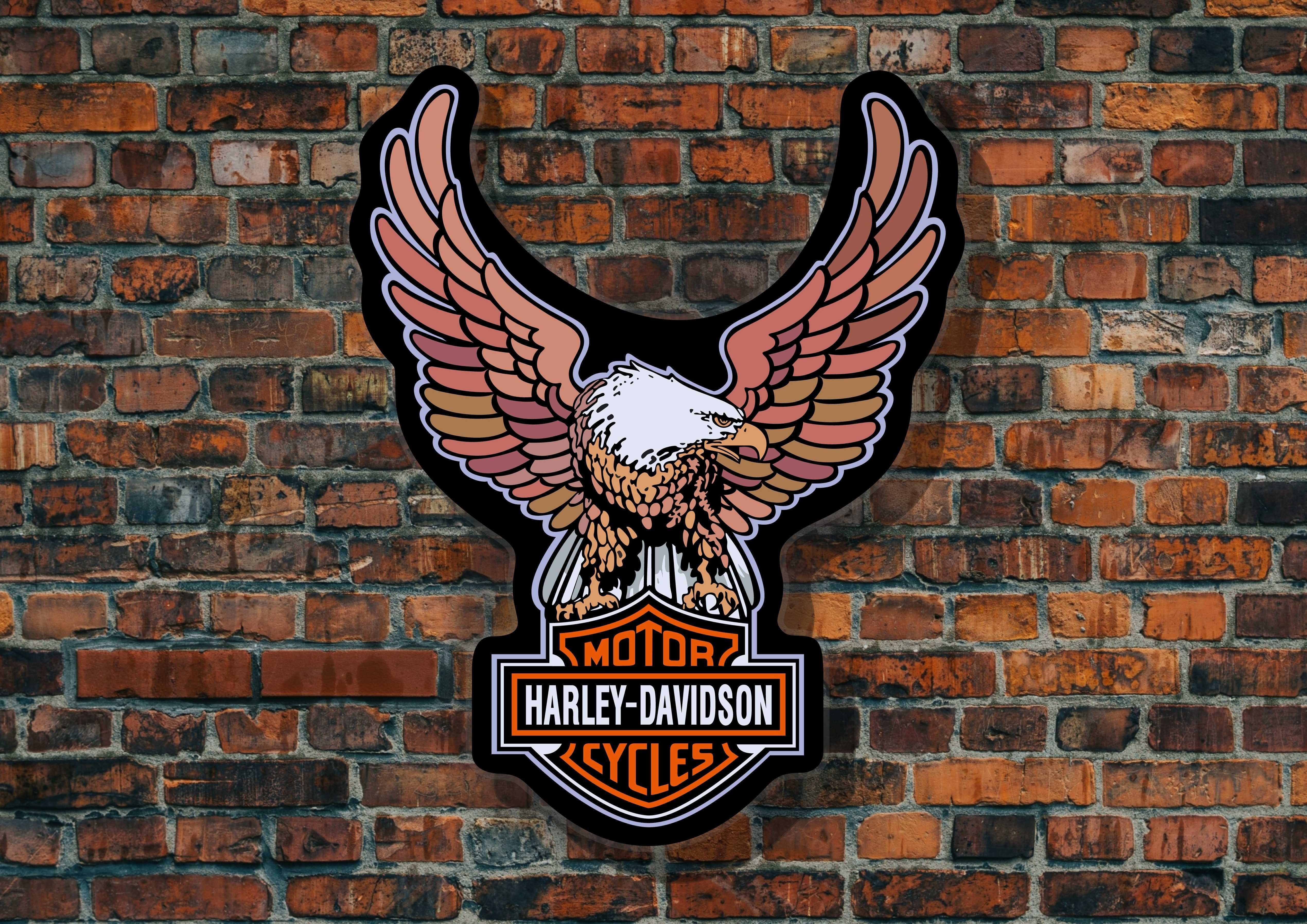 Emblemat HARLEY-DAVIDSON, Logo 3D, Reklama LED, NEON, Szyld, Prezent