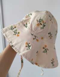 Dwustronny kapelusz przeciwsłoneczny H&M r. 86/92 w kwiaty jak Newbie