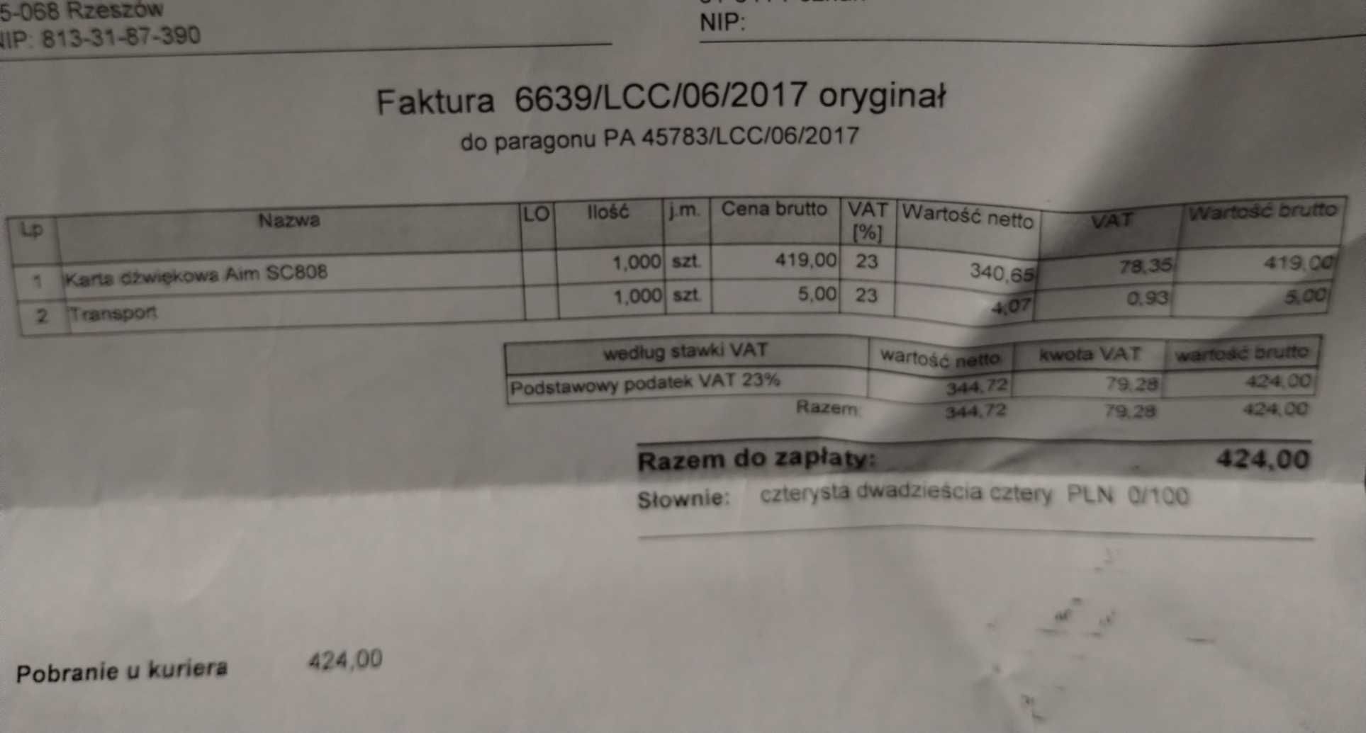 AIM SC808 Karta Audio PCI-e + dodatki