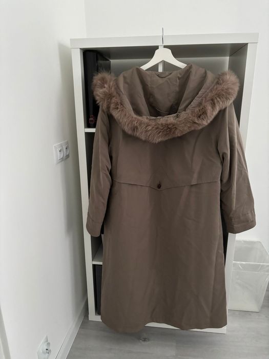Damski zimowy płaszcz z kapturem NINO rozmiar 48