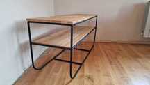 Półka RTV Loft – metal i drewno sosnowe, 110 cm